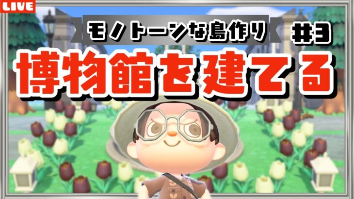 【あつ森】皆さん落ち着いてください！モノトーンな博物館エリアを島クリするLIVE配信！【あつまれ どうぶつの森】