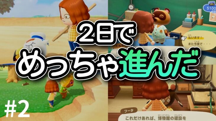【あつ森】２日目にして借金返済＆博物館オープン準備完了feat.変な鳥( ジョニー )＃２｜あつまれどうぶつの森