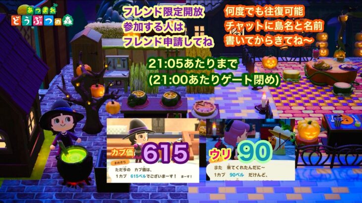 【あつ森】2026,10/25 カブ価615&ウリ90(21:05あたりまで)【フレンド限定開放、参加する人はフレンド申請してね】