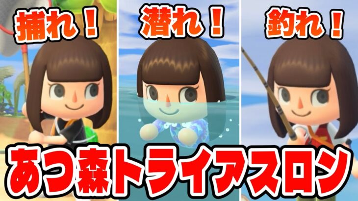 【あつ森】素潜り！釣り！虫捕り！3種目を極めろ！あつ森トライアスロン【あつまれどうぶつの森】