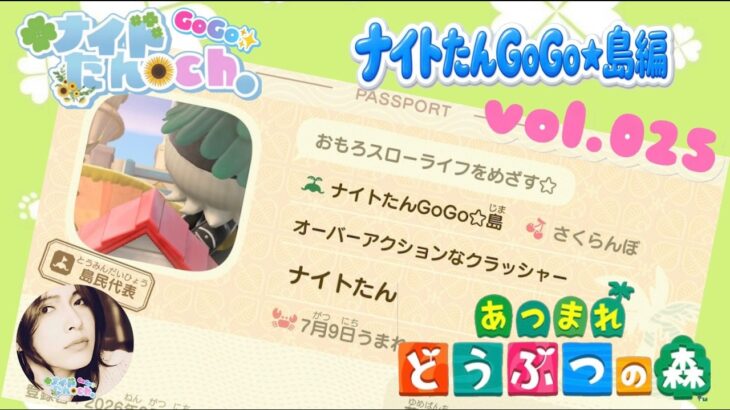 あつ森配信（新島）ナイトたんGoGo☆島編　vol.025    ～おもろスローライフを目指す～